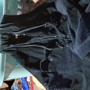 Corduroy hooded shacket